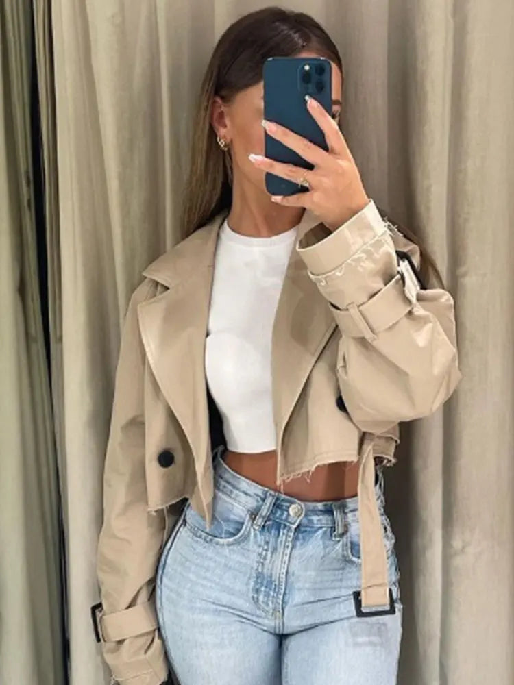 Stylish Cropped Trench Coat